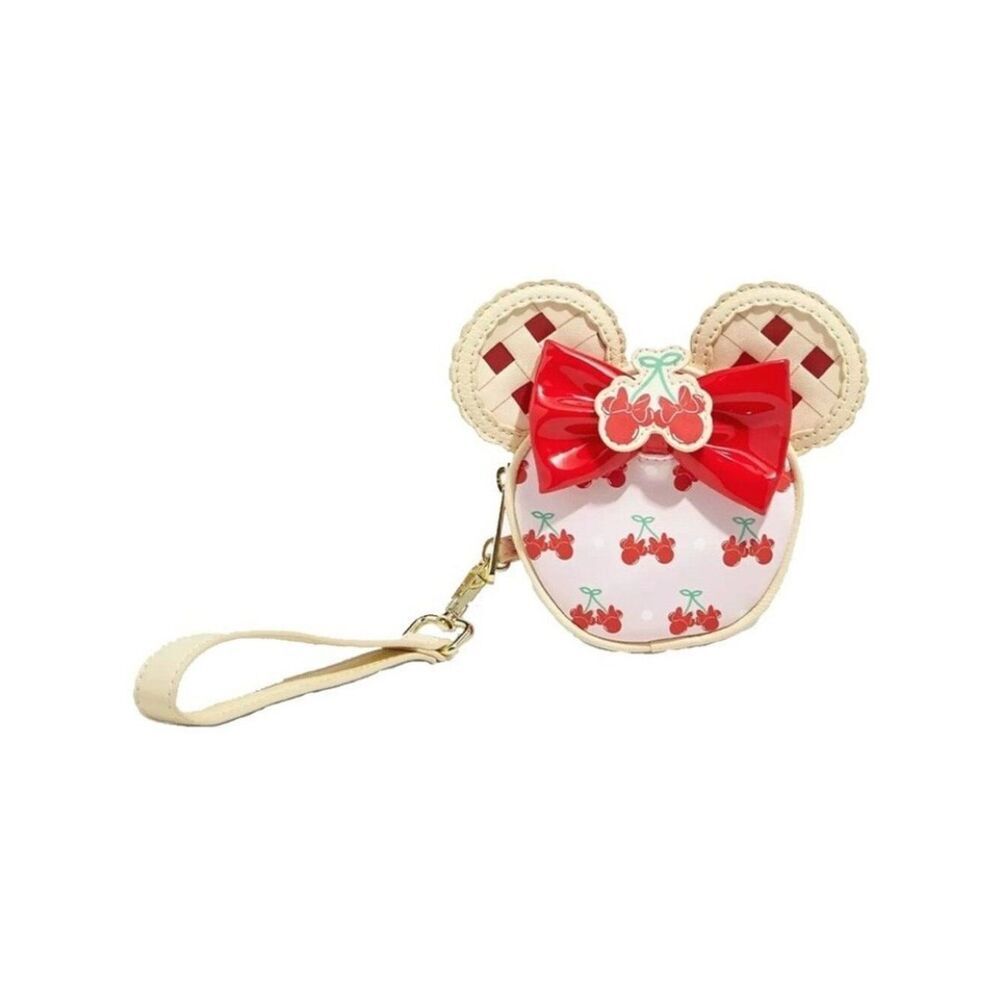 Minnie Mouse Cherry Pie Ears Figural Coinbag Wristlet Loungefly Disney NWT